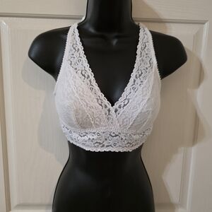 Felina White Lace V-Neck Bralette